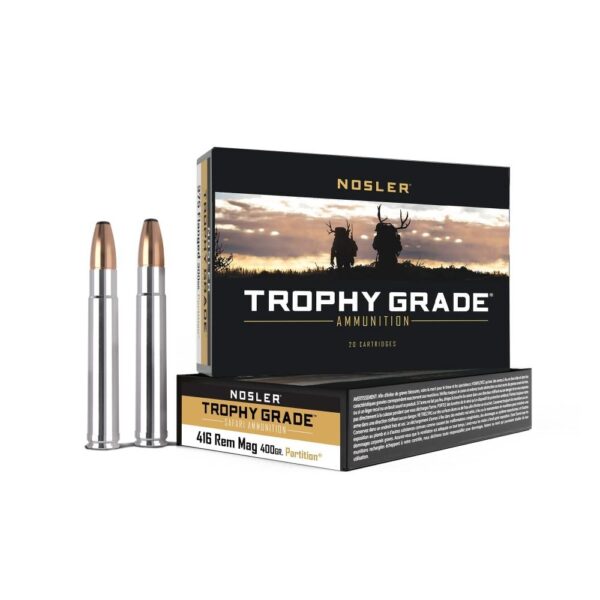 NO40616 1 Nosler Safari Rifle Ammunition .416 Rem Mag 400 gr PT 2400 fps - 20/ct