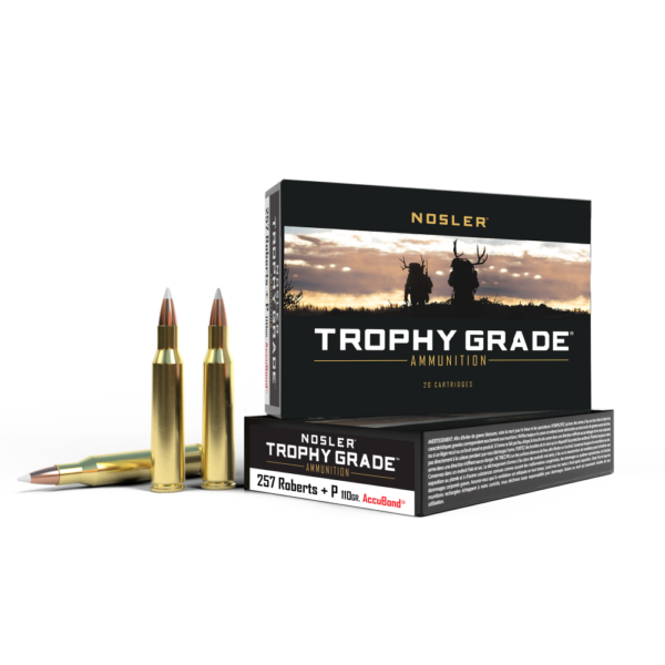 NO60010 1 Nosler Trophy Grade Rifle Ammunition .257 Roberts +P 110 gr AB 3000 fps 20/ct