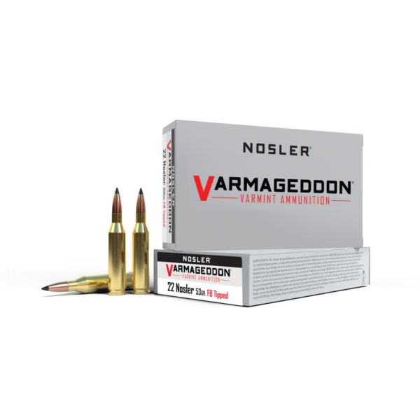 NO65177 1 Nosler Varmageddon Rifle Ammunition 22 Nosler 53 gr FB Tipped 20/ct