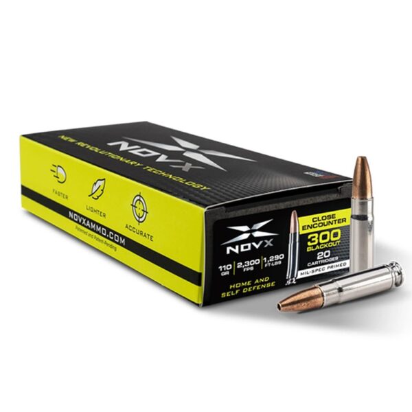 NQ300BLK110CE20 NovX Close Encounter Rifle Ammunition .300 Blackout 110gr Lead Free HP 2300 fps 20/ct