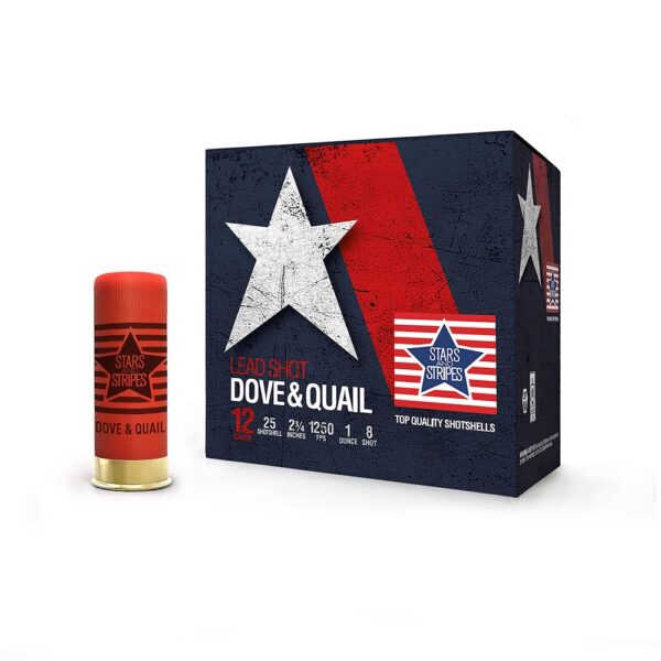 OQCDQ12808 PPU Stars & Stripes Dove & Quail Shotshells 12ga 2-3/4'' 1 oz 1250 fps #8 25/ct