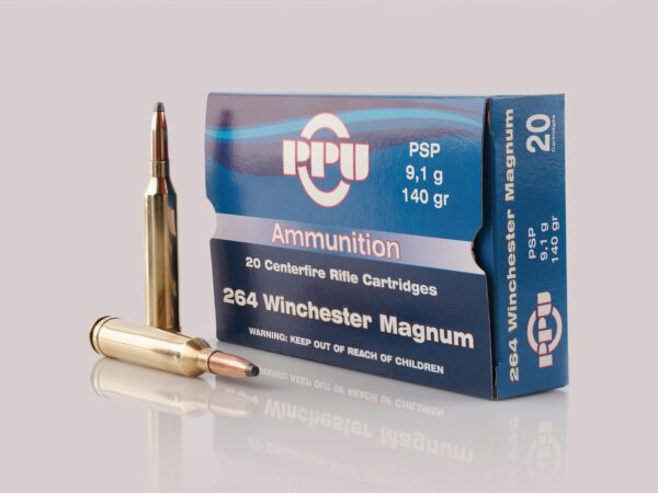 OQPP264 scaled PPU Standard Rifle Ammunition .264 Win Mag PSP 140 gr 3018 fps 20/ct