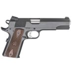 PX9420EM Springfield Armory 1911 Garrison Engraver Handgun .45 Auto 7rd Magazine 5" Barrel Silver with Wood Grips