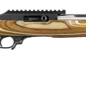 Ruger 10/22 Competition .22 LR rifle with brown laminate stock and fluted stainless barrel