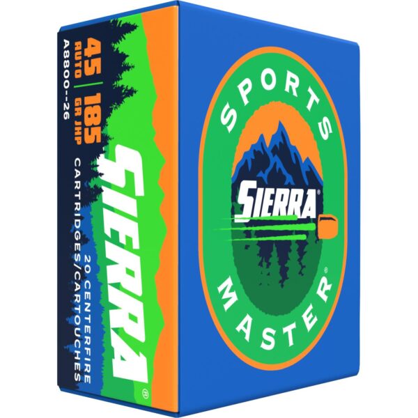 SIA880026 Sierra Sports Master Handgun Ammunition .45 Auto 185 gr JHP 995 fps 20/ct