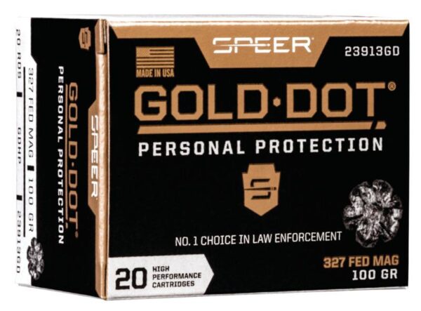 SP23913GD Speer Gold Dot Handgun Ammunition .327 Federal 100 gr HP 1600 fps 20/ct