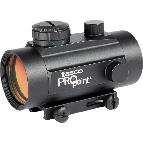 TATRD130T Tasco ProPoint Red Dot Sight - 1x30mm 5 MOA Red Dot with Weaver Style Tip Off Mount - Black