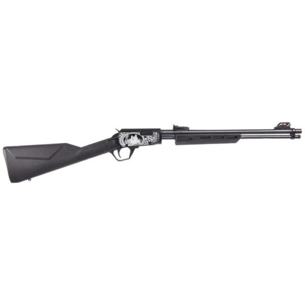 TERP22181SYEN12 Rossi Gallery Pump Rifle .22 LR 15rd Capacity 18" Barrel Black Synthetic Stock Feather & Son Engraving