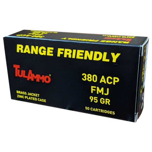 TLTA380911C Tula Ammo Zinc Coated Steel Case Handgun Ammunition .380 ACP 95gr Brass Jacketed FMJ 50/ct