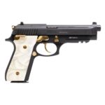 TX1920151GLDWP 1 Taurus PT92 Handgun 9mm Luger 17rd Magazines (2) 5" Barrel Black with Pearl Grips and Gold Accents