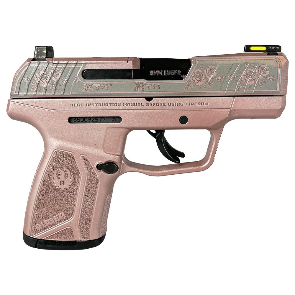 Ruger Max-9 Pro Handgun 9mm Luger rose gold frame rose engraved slide 3.2 inch barrel