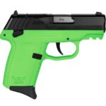 USCPX1CBLGRDRG3 1 SCCY CPX-1 RDR Handgun 9mm Luger 10rd Magazine 3.1" Barrel External Safety Only Black Slide/Lime Green Frame