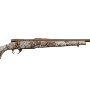 Weatherby Vanguard Badlands .257 Weatherby Magnum 24-inch rifle in Burnt Bronze Cerakote with Badlands Approach camo stock