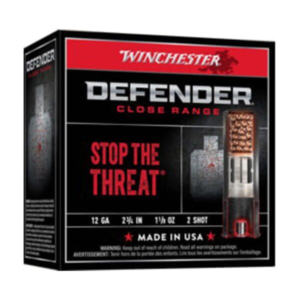 WNS122PD25 Winchester Defender Shotshells 12 ga 2-3/4" 1-1/8 oz 1145 fps #2 25/ct