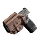 XJH3SFD1BR1 1 Mission First Tactical Leather Hybrid IWB/OWB Holster for Springfield HellCat Brown Ambi