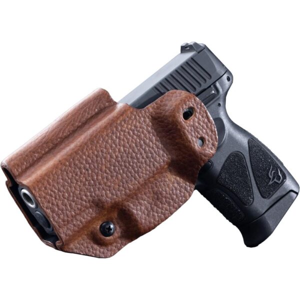 XJH3TU1BR1 1 Mission First Tactical Leather Hybrid IWB/OWB Holster for Taurus PT111/G2/G2C/G2S/G3c Brown Ambi