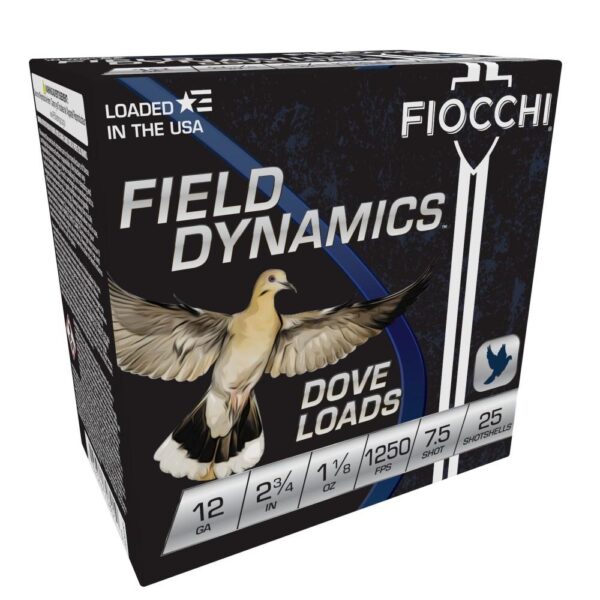 XN12GTX187 1 Fiocchi Lead Dove & Quail Shotshells 12ga 2-3/4 in 1-1/8 oz 1250 fps #7.5 25/ct