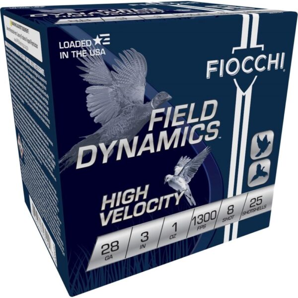 XN283HV8 1 Fiocchi High Velocity Shotshells 28 ga 3" 1 oz 1300 fps #8 25/ct