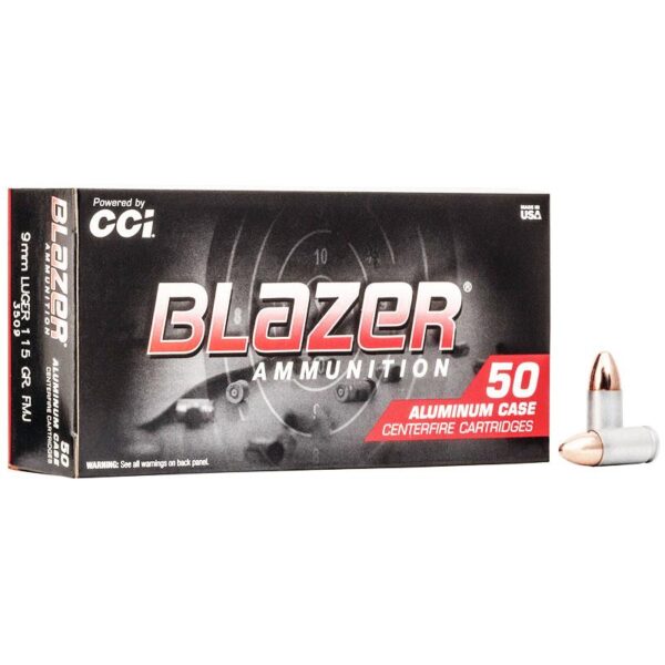 cci blazer aluminum handgun ammunition 9mm luger 115 gr fmj 1145 fps 50 ct cc3509 CCI Blazer Aluminum Handgun Ammunition 9mm Luger 115 gr. FMJ 1145 fps 50/ct