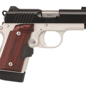Kimber Micro 9 Two-Tone 9mm pistol with Crimson Trace Rosewood Lasergrips and white dot sights