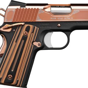 Kimber Rose Gold Ultra II .45 ACP 3 inch pistol with rose gold slide and matte black aluminum frame