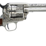 101944 Taylors & Company 550898 1873 Cattleman 45 Colt (LC) Caliber with 5.50" Barrel, 6rd Capacity Cylinder, Overall White Photo Engraved Finish Steel & Walnut Grip