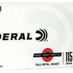 104335 Federal RTP9115 Range & Target 9mmLuger 115gr Full Metal Jacket 50 Per Box/20 Case