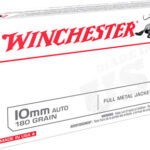 107558 Winchester Ammo USA10MM USA 10mm Auto 180 gr Full Metal Jacket Flat Nose 50 Per Box/10 Case