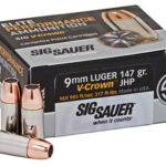 108723 Sig Sauer E9MMA350 Elite Performance 9mm Luger 147 gr V Crown Jacketed Hollow Point 50 Per Box/ 10 Case