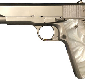 Rock Island 56418 GI Standard FS *CA Compliant 45 ACP Caliber with 5" Barrel, 8+1 Capacity, Overall Matte Nickel Finish Steel, Beavertail Frame, Serrated Slide & Mother of Pearl Grip