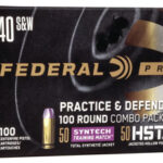 121142 Federal P40HST1TM100 Premium Practice & Defend 40S&W 180gr HST JHP/Syntech TSJ 100 Per Box/5 Case