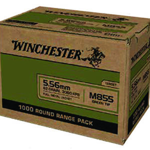Winchester Ammo WM8551000 USA M855 Green Tip 5.56x45mm NATO 62 gr Full Metal Jacket 1000 Per Box/ 1 Case Sold By The Case