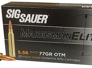 Sig Sauer E556M420 Marksman  5.56x45mm NATO 77 gr Open Tip Match 20 Per Box/ 10 Case