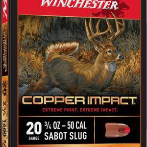 Winchester Ammo X20CLF Copper Impact  20 Gauge 2.75" 3/4 oz Sabot Slug Shot 5 Per Box/ 20 Case