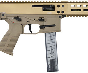 B&T GHM9 9mm pistol coyote tan with 6.9-inch barrel and collapsible stock