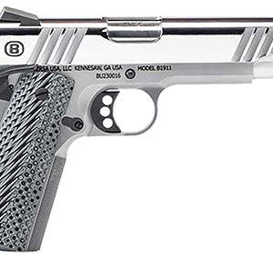 Bersa B19117050PMBG B1911  45 ACP 8+1 5" Stainless Steel Barrel, Polished Stainless Steel Slide, Stainless Steel Frame w/Beavertail