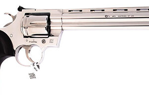 Colt Python .357 Magnum 8-inch stainless revolver with walnut grips and 6-round cylinder