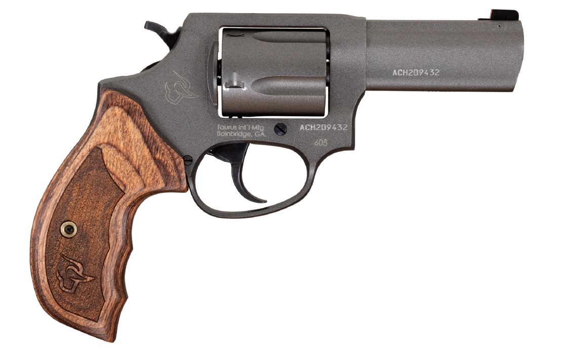 Taurus 605 .357 Magnum revolver with wood grips and night front sight