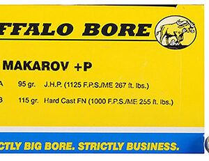 Buffalo Bore Ammunition 34B20 Personal Defense Strictly Business 9x18Makarov +P 115gr Hard Cast Flat Nose 20 Per Box/12 Case