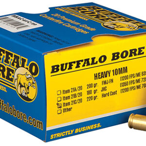 Buffalo Bore Ammunition 21C20 Outdoorsman Strictly Business 10mmAuto 220gr Hard Cast Flat Nose 20 Per Box/12 Case