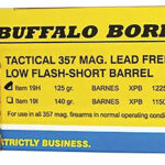 82102 Buffalo Bore Ammunition 19H20 Buffalo-Barnes Strictly Business 357Mag 125gr Barnes VOR-TX XPB Lead Free 20 Per Box/12 Case