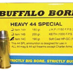 82118 Buffalo Bore Ammunition 14C20 Heavy Strictly Business 44S&W Spl 190gr Soft Cast Hollow Point 20 Per Box/12 Case