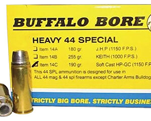 Buffalo Bore Ammunition 14C20 Heavy Strictly Business 44S&W Spl 190gr Soft Cast Hollow Point 20 Per Box/12 Case