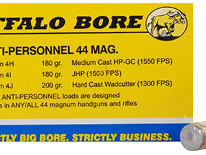 Buffalo Bore Ammunition 4J20 Anti-Personnel Strictly Business 44Rem Mag 200gr Hard Cast Wadcutter 20 Per Box/12 Case