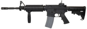 a black rifle with a black magazine