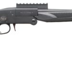 a black shotgun with a scope