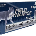 98256 Fiocchi 22250HVB Field Dynamics 22-250Rem 40gr Hornady V Max 20 Per Box/10 Case