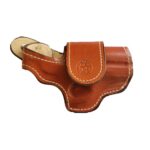 BEHDT350TNRBT 1 Bond Arms Leather Driving Holster RH 3.5" Barrel Tan with White Stitching