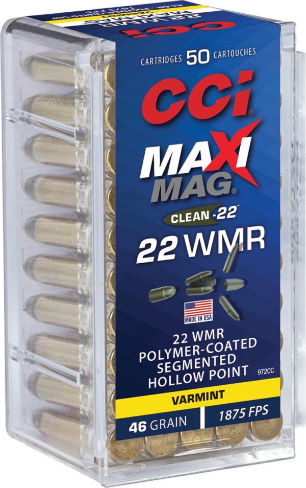 CC972CC CCI Maxi Mag Rimfire Ammunition .22 WMR SHP 1875 fps 50/ct