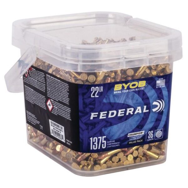 FA750BKT1375 1 Federal Champion BYOB Rimfire Ammunition 22 LR 36 gr. CPHP 1260 fps 1375/ct